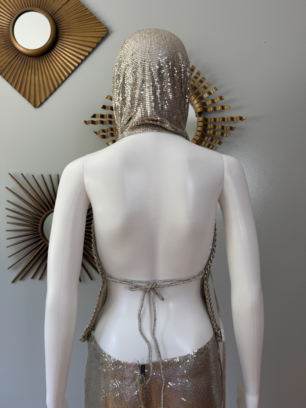 REVOLVE - The Dolls House Silver Metallic Chainmail Hood Top & Mini Skirt Set - Picture 14 of 17